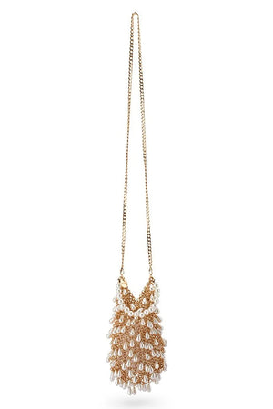 Olga Berg The Jaden Pearl Chainmail Bag | Champagne || Pre_ Order ETA 4/10/2026