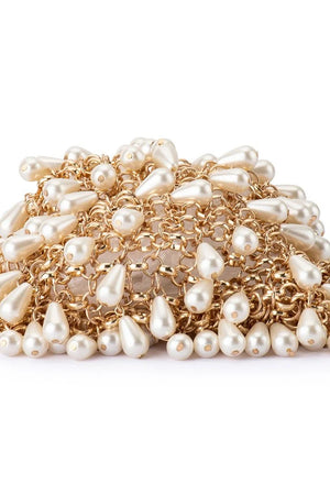 Olga Berg The Jaden Pearl Chainmail Bag | Champagne || Pre_ Order ETA 4/10/2026
