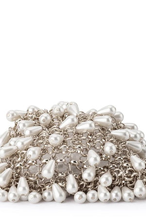 Olga Berg The Jaden Pearl Chainmail Bag | Silver || Pre_ Order ETA 4/10/2026