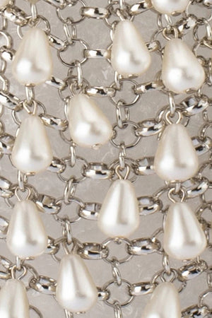Olga Berg The Jaden Pearl Chainmail Bag | Silver || Pre_ Order ETA 4/10/2026