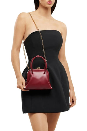 Olga Berg The Leandra Top Handle Bag | Burgandy || Pre_ Order ETA 4/10/2026