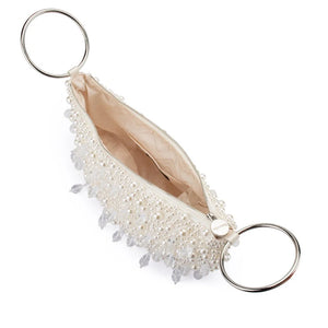 Olga Berg The Azzy Encrusted Curved Bag | Pearl || Pre_ Order ETA 4/10/2026