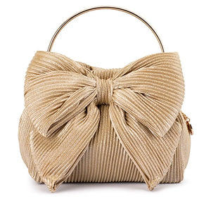 Olga Berg The Elise Pleated Top Handle Clutch | Champagne || Pre_ Order ETA 4/10/2026