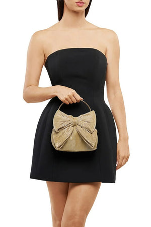 Olga Berg The Elise Pleated Top Handle Clutch | Champagne || Pre_ Order ETA 4/10/2026