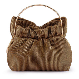 Olga Berg The Elise Pleated Top Handle Clutch | Bronze || Pre_ Order ETA 4/10/2026