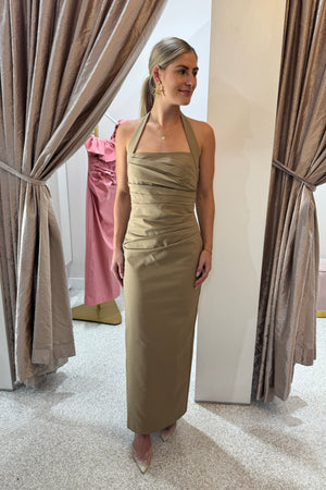 Shona Joy Lani Draped Halter Maxi Dress | Pebble
