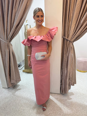 Shona Joy Campbell Ruffle Draped Maxi Dress | Bubblegum