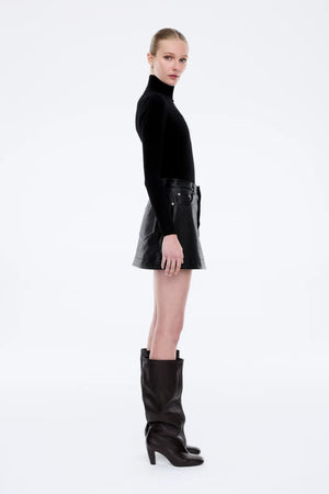 Ena Pelly Core Leather Mini Skirt | Black