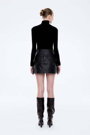 Ena Pelly Core Leather Mini Skirt | Black