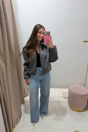 Ena Pelly Maeve Wool Blend Bomber | Grey