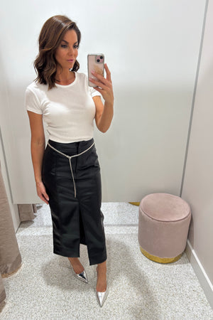 Chosen By Fifi & Annie The Amber Faux Leather Skirt | Black