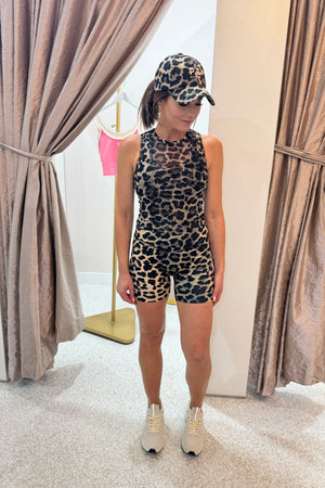 P.E Nation Wander 5" Bike Short | Leopard Print / Smokestone