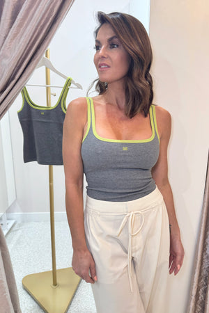 Bec + Bridge Lana Square Neck Tank | Grey Marle / Lime