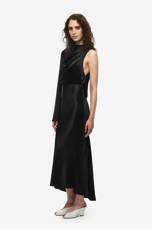 Misha The Montello Satin Midi Dress | Black