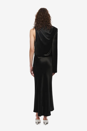 Misha The Montello Satin Midi Dress | Black