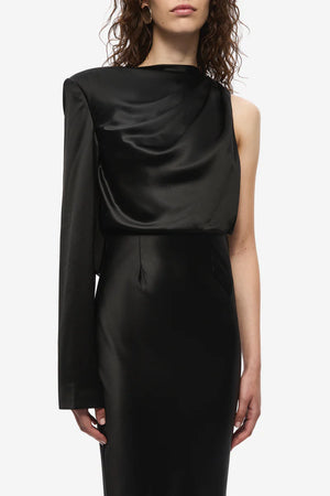 Misha The Montello Satin Midi Dress | Black