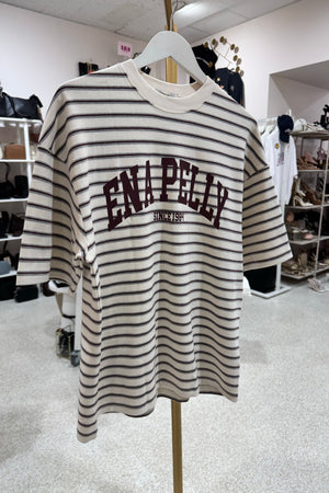 Ena Pelly Maeve Relaxed Tee | Burgandy Stripe
