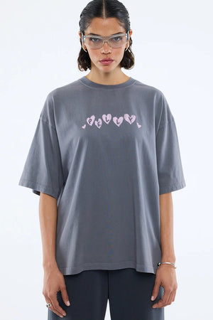 Ena Pelly Spray Heart Tee | Washed Grey