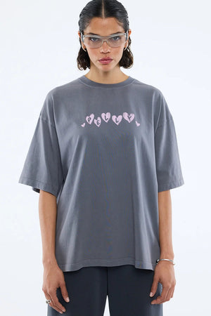 Ena Pelly Spray Heart Tee | Washed Grey