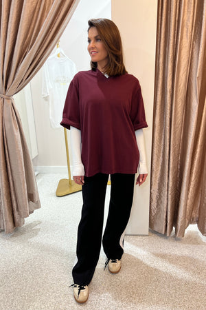 C&M Camilla & Marc Soren V Neck Graphic Tee | Burgandy