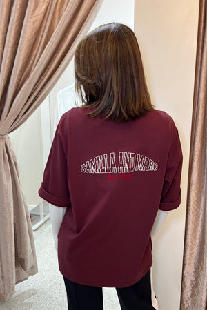 C&M Camilla & Marc Soren V Neck Graphic Tee | Burgandy