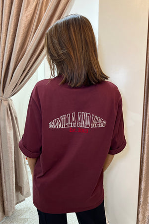 C&M Camilla & Marc Soren V Neck Graphic Tee | Burgandy