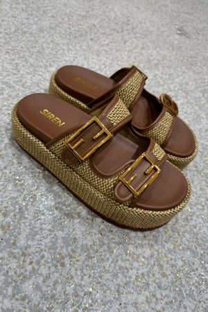 Siren Aphrodite Woven Flafotrm | Natural Weave/Tan