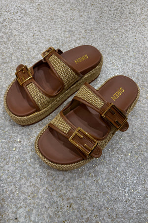 Siren Aphrodite Woven Flafotrm | Natural Weave/Tan