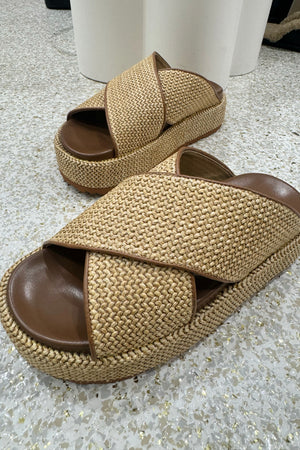 Siren April Flatform Sandal | Natural Weave / Tan || BEST SELLER