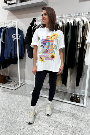 Ena Pelly Sunflower Warp Tee | Vintage White