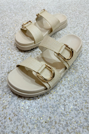 Billini Areli Slide | Cream Raffia