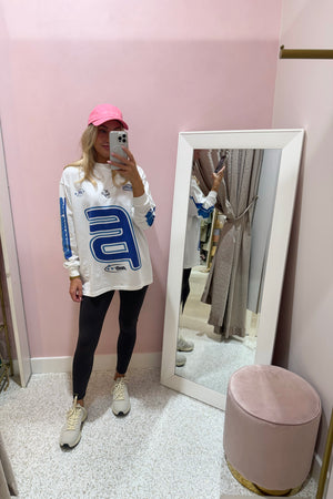 Ena Pelly Sport Jersey Long Sleeve Top | Vintage White