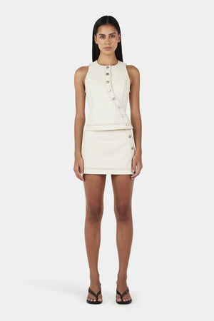 Ownley Aggie Denim Skirt | Ecru