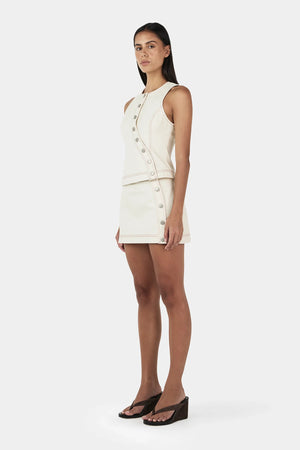 Ownley Aggie Denim Skirt | Ecru