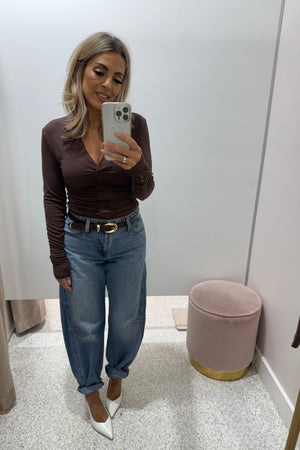Madison The Label Clementine Long Sleeve Top | Chocolate