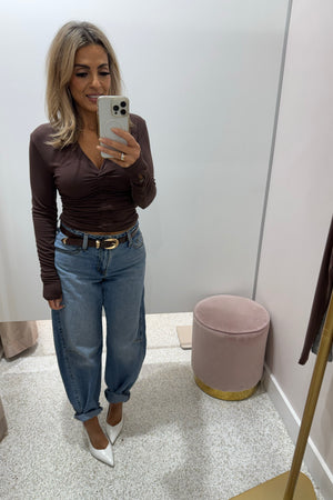 Madison The Label Clementine Long Sleeve Top | Chocolate