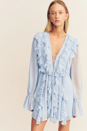 Shona Joy Emory Ruffle Mini Dress | Arcadian Blue