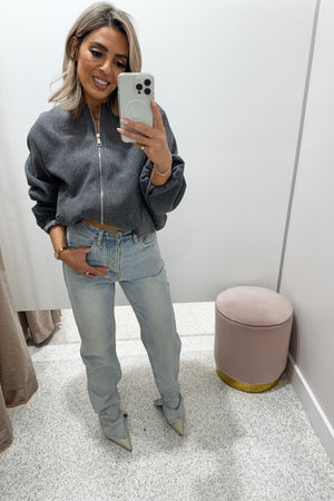 Chosen By Fifi & Annie The Boss Girl Bomber Jacket | Heather Grey