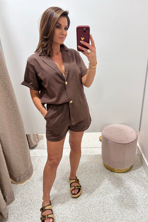 Chosen By Fifi & Annie The Santorini Short Set | Chocolate || BEST SELLER RESTOCKED