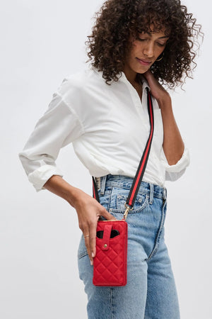 Sol And Selene Duality Quilted Cell Phone Cross Body Bag | Red