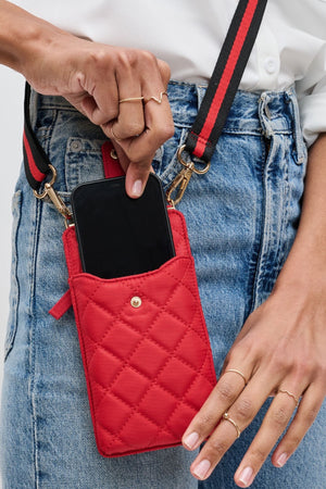 Sol And Selene Duality Quilted Cell Phone Cross Body Bag | Red