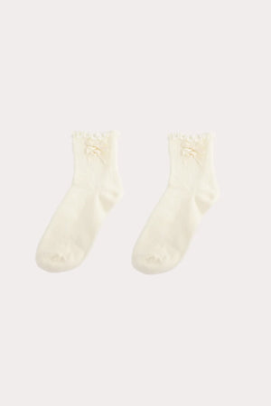 Petit Moments Duo Bow Socks | White