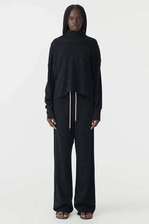 Bassike Drapey Raw Edge Sweat | Black