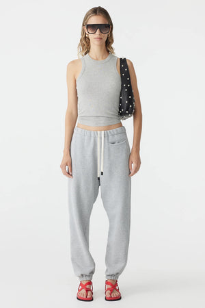 Bassike Fleece Trackpant | Grey Marl