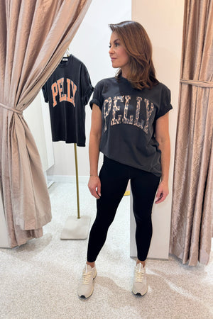 Ena Pelly Leopard Collegiate Tee | Vintage Black