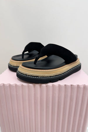 Alias Mae Vedi Platform Thong Slide | Black Suede