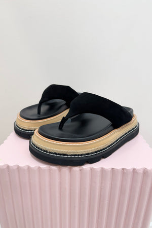 Alias Mae Vedi Platform Thong Slide | Black Suede