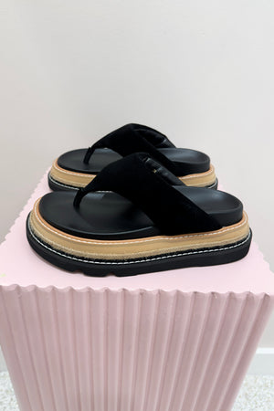 Alias Mae Vedi Platform Thong Slide | Black Suede