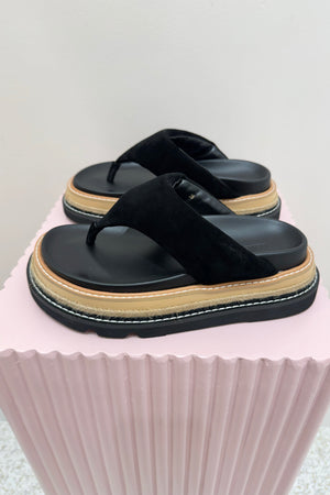 Alias Mae Vedi Platform Thong Slide | Black Suede