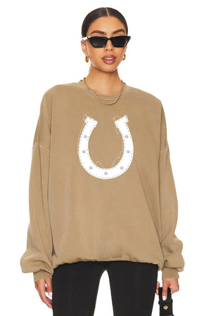 The Laundry Room Horse Shoe Sweat | Camel